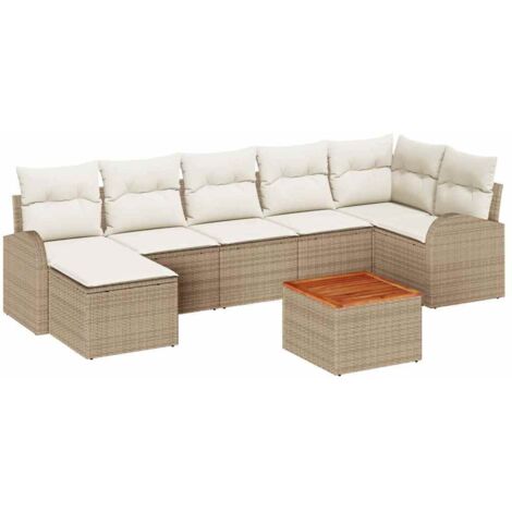 vidaXL Set Divano da Giardino 8 pcs Beige Poly Rattan