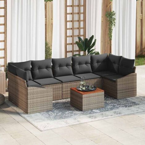 vidaXL Set Divano da Giardino 8 pcs Grigio