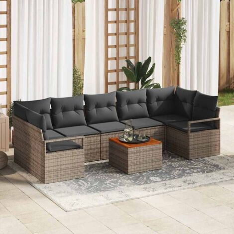 vidaXL Set Divano da Giardino 8 pcs Grigio