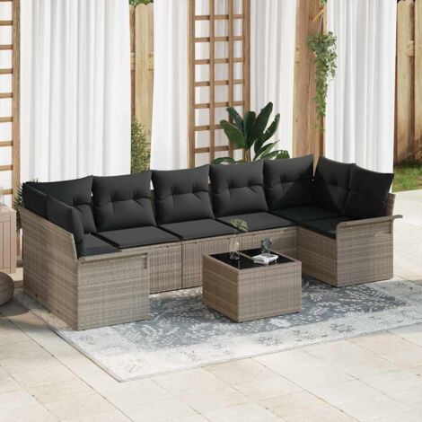 vidaXL Set Divano da Giardino 8 pcs Grigio chiaro Poly Rattan