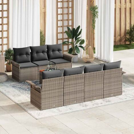 vidaXL Set Divano da Giardino 8 pcs Grigio Poly Rattan