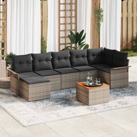 vidaXL Set Divano da Giardino 8 pcs Grigio Poly Rattan