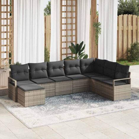 vidaXL Set Divano da Giardino 8 pcs Grigio Poly Rattan
