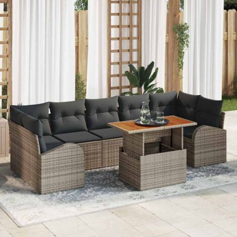 vidaXL Set Divano da Giardino 8 pcs Grigio Poly Rattan