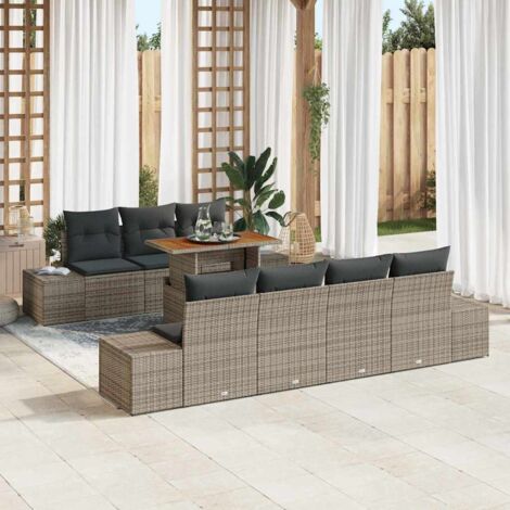 vidaXL Set Divano da Giardino 8 pcs Grigio Poly Rattan