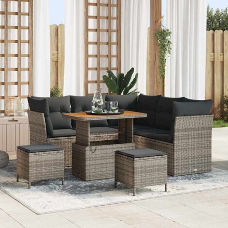 vidaXL Set Divano da Giardino 8 pcs Grigio polyrattan