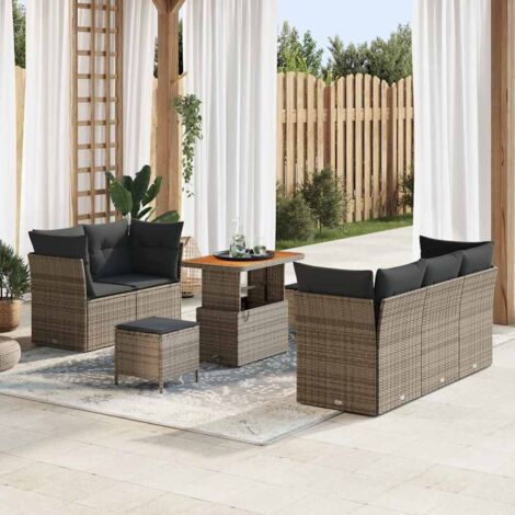 vidaXL Set Divano da Giardino 8 pcs Grigio polyrattan