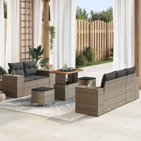 vidaXL Set Divano da Giardino 8 pcs Grigio Rattan in Polipropilene