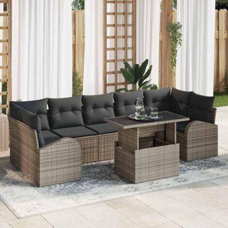 vidaXL Set Divano da Giardino 8 pcs Grigio Rattan in Polipropilene