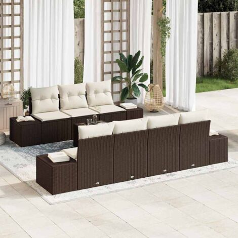 vidaXL Set Divano da Giardino 8 pcs Marrone e Crema polyrattan