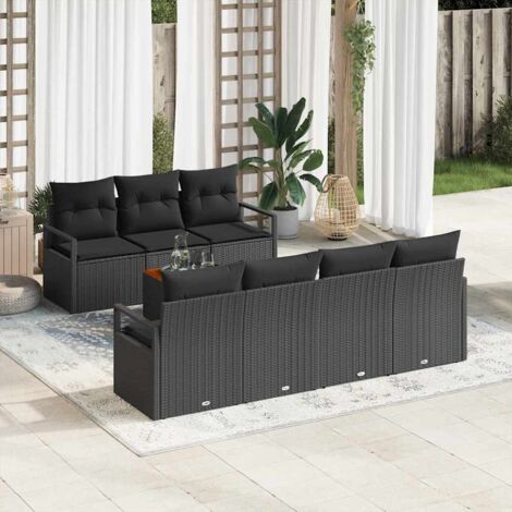 vidaXL Set Divano da Giardino 8 pcs Nero
