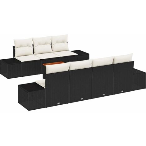vidaXL Set Divano da Giardino 8 pcs Nero e bianco