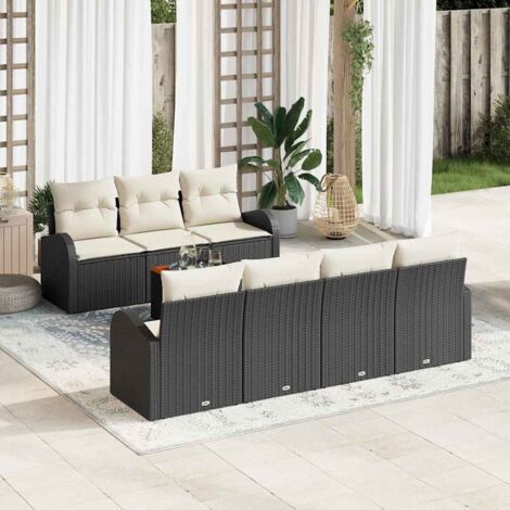 vidaXL Set Divano da Giardino 8 pcs Nero e bianco