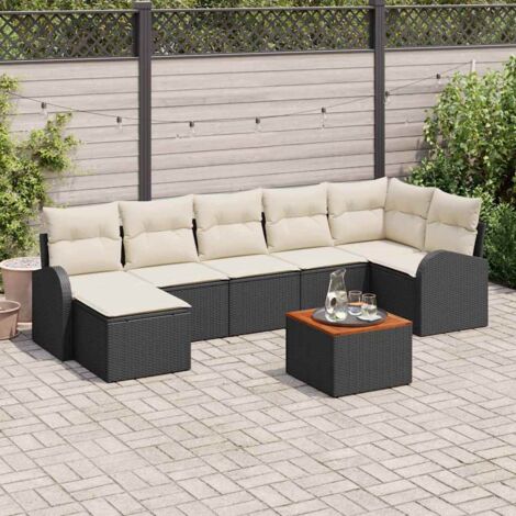 vidaXL Set Divano da Giardino 8 pcs Nero e bianco