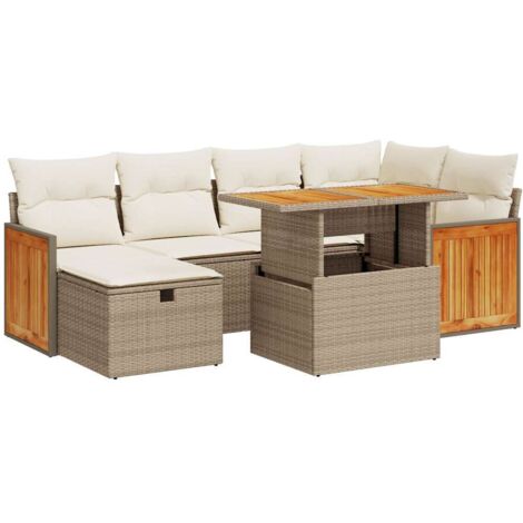vidaXL Set Divano da Giardino 8 pz con Cuscini Beige in Polyrattan