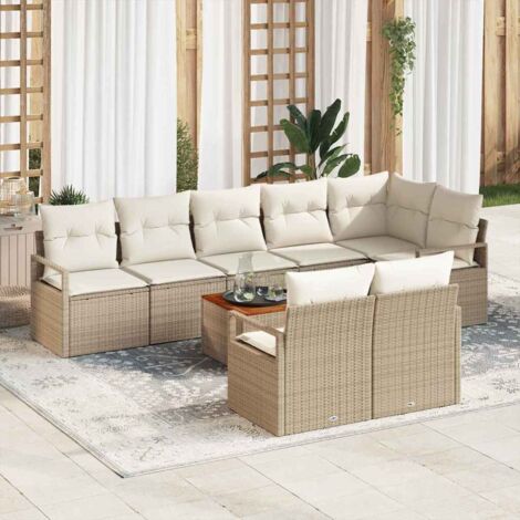 vidaXL Set Divano da Giardino 9 pcs Beige e bianco