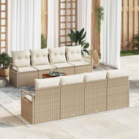 vidaXL Set Divano da Giardino 9 pcs Beige e bianco