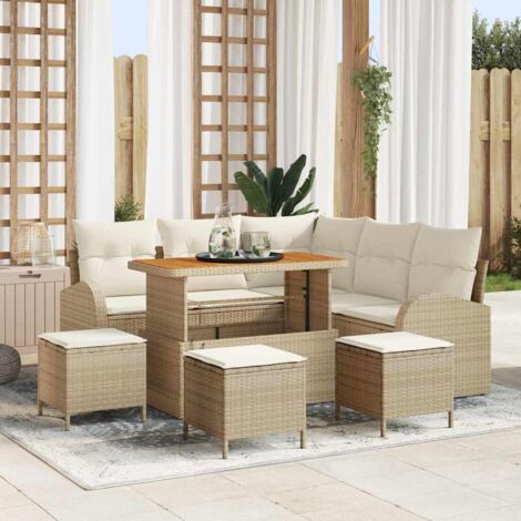 vidaXL Set Divano da Giardino 9 pcs Beige e Crema 110 x 55 x 71 cm