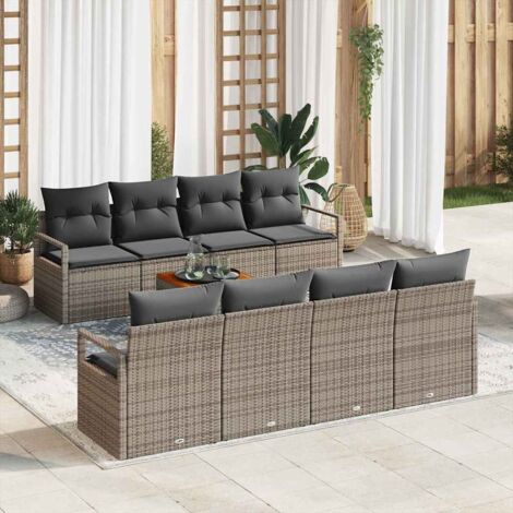 vidaXL Set Divano da Giardino 9 pcs Grigio