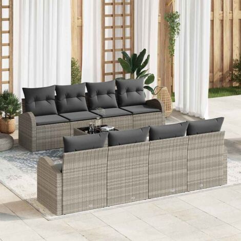 vidaXL Set Divano da Giardino 9 pcs Grigio chiaro e grigio scuro