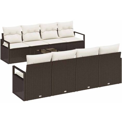 vidaXL Set Divano da Giardino 9 pcs Marrone e Crema polyrattan