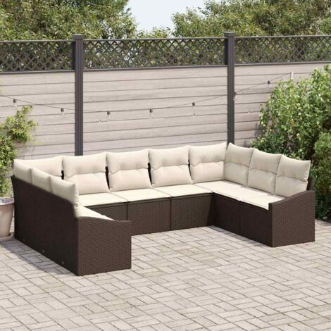 vidaXL Set Divano da Giardino 9 pcs Marrone Poly Rattan