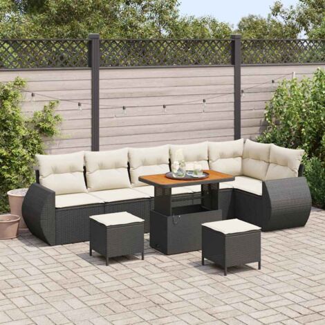 vidaXL Set Divano da Giardino 9 pcs Nero polyrattan