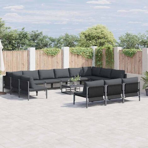 vidaXL Set Divano da Giardino Antracite Acciaio