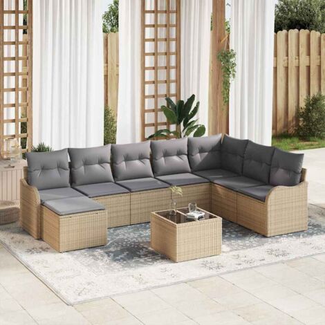 vidaXL Set Divano da Giardino Beige polyrattan