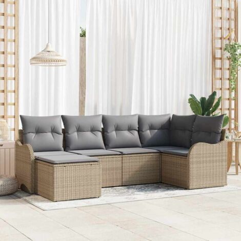 vidaXL Set Divano da Giardino Beige polyrattan