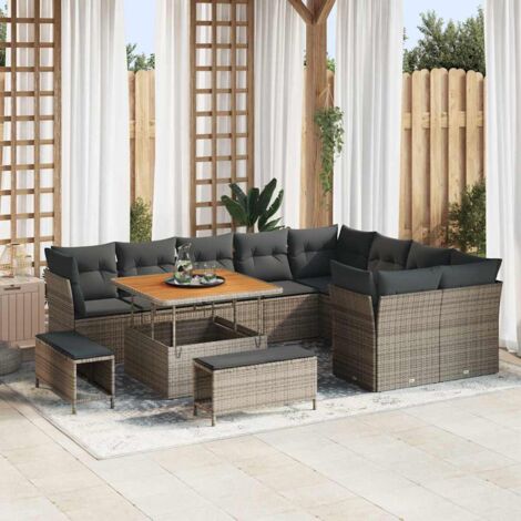 vidaXL Set Divano da Giardino con cuscino 12 pcs Grigio