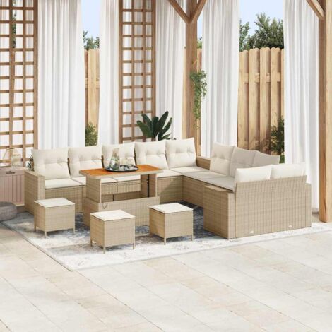 vidaXL Set Divano da Giardino con cuscino 14 pcs beige e panna