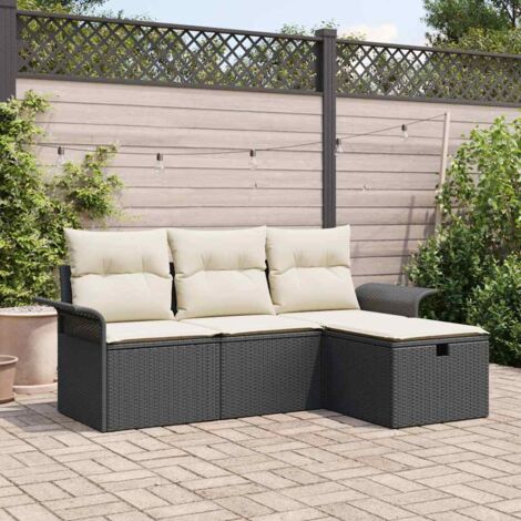 vidaXL Set Divano da Giardino con cuscino 4 pcs Poly Rattan