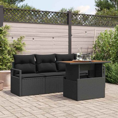 vidaXL Set Divano da Giardino con cuscino 5 pcs Nero