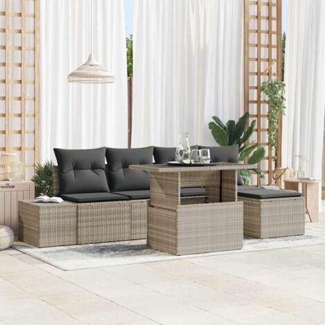 vidaXL Set Divano da Giardino con cuscino 6 pcs Grigio chiaro