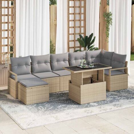 vidaXL Set Divano da Giardino con cuscino 8 pcs beige e grigio chiaro