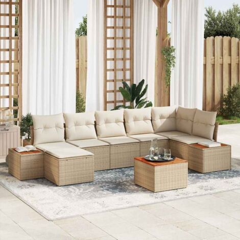 vidaXL Set Divano da Giardino con cuscino 8 pcs beige e panna