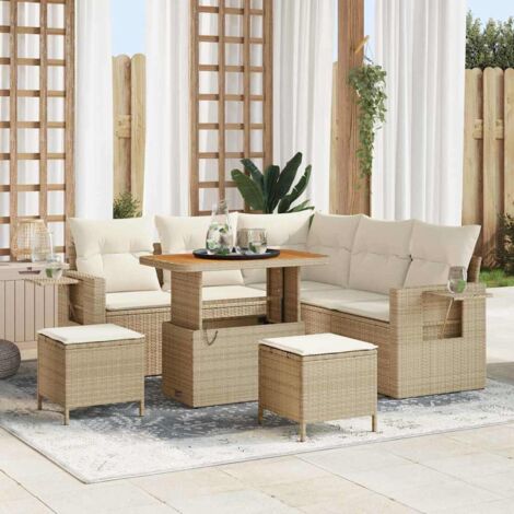 vidaXL Set Divano da Giardino con cuscino 8 pcs beige e panna