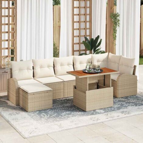 vidaXL Set Divano da Giardino con cuscino 8 pcs beige e panna