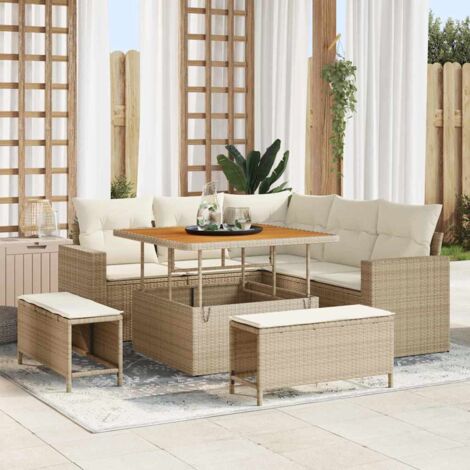 vidaXL Set Divano da Giardino con cuscino 8 pcs beige e panna