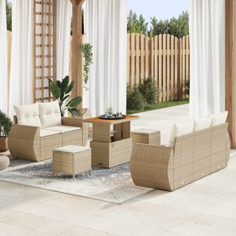 vidaXL Set Divano da Giardino con cuscino 8 pcs beige e panna