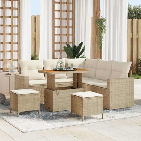 vidaXL Set Divano da Giardino con cuscino 8 pcs beige e panna