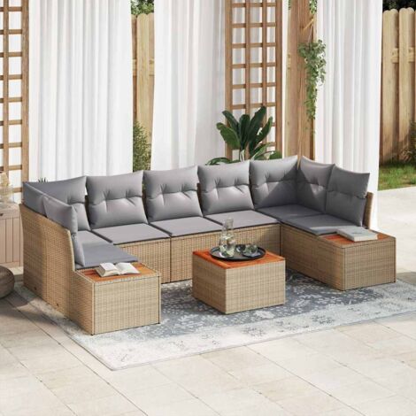 vidaXL Set Divano da Giardino con cuscino 8 pcs Beige Poly Rattan