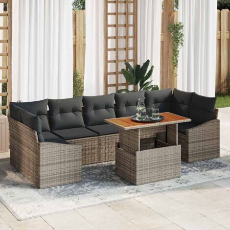 vidaXL Set Divano da Giardino con cuscino 8 pcs Grigio
