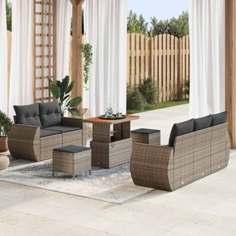 vidaXL Set Divano da Giardino con cuscino 8 pcs Grigio