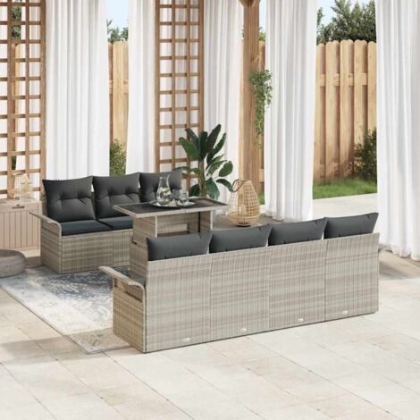 vidaXL Set Divano da Giardino con cuscino 8 pcs Grigio chiaro