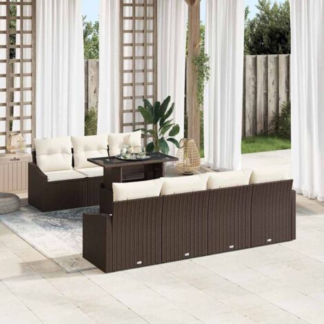 vidaXL Set Divano da Giardino con cuscino 8 pcs Marrone polyrattan