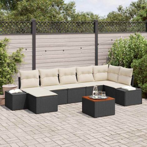 vidaXL Set Divano da Giardino con cuscino 8 pcs Nero Poly Rattan