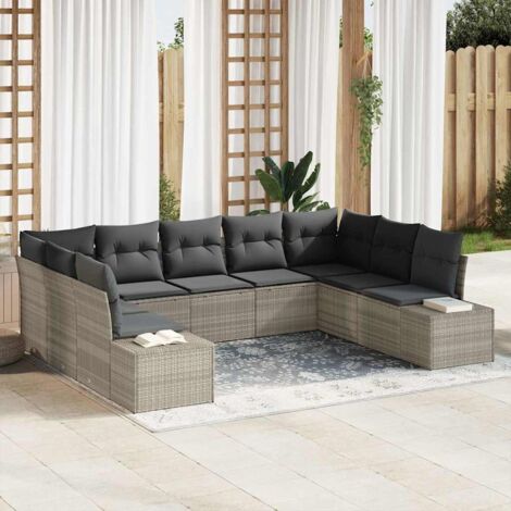 vidaXL Set Divano da Giardino con cuscino 9 pcs Grigio chiaro