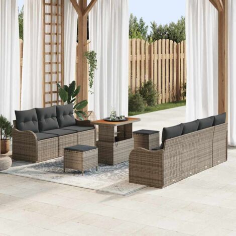 vidaXL Set Divano da Giardino con cuscino con cuscino 10 pcs Grigio